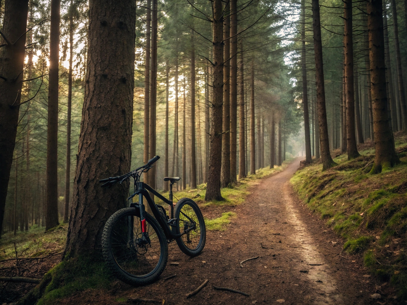 Skogsväg för cykling